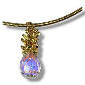 Gold Tone Crystal Pineapple Pendant Necklace